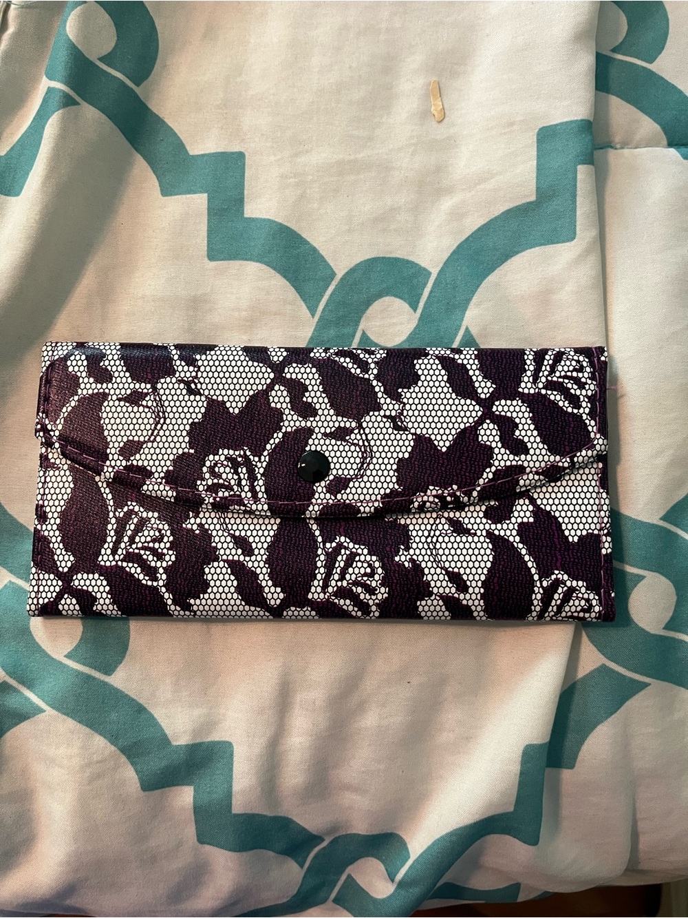 Stylish Purple Floral Pattern Clutch Wallet